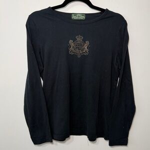 Lauren Ralph Lauren women’s Active Black Crest Long Sleeve Tee Women’s Size M